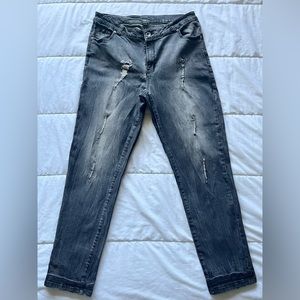 Ellos Distressed Black Cropped Plus Size Jeans